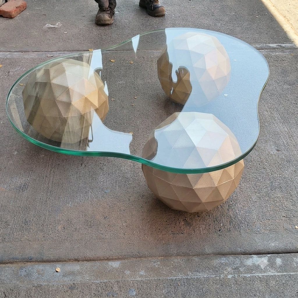 Mesa de esferas con cristal